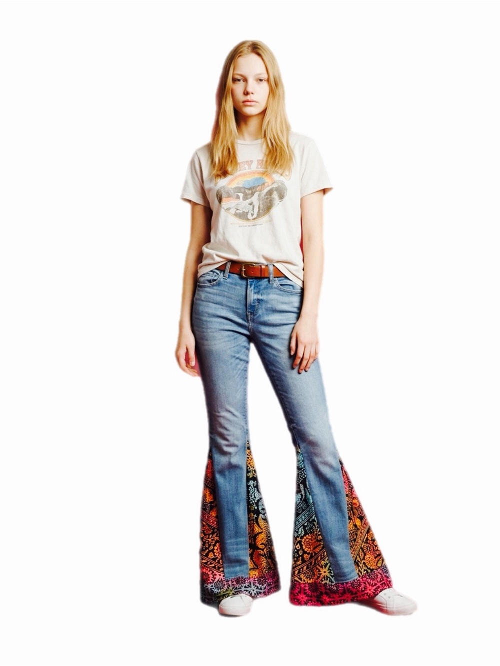 Upcycled Womens Light Blue Denim Bell Bottom Jeans Flare Jeans